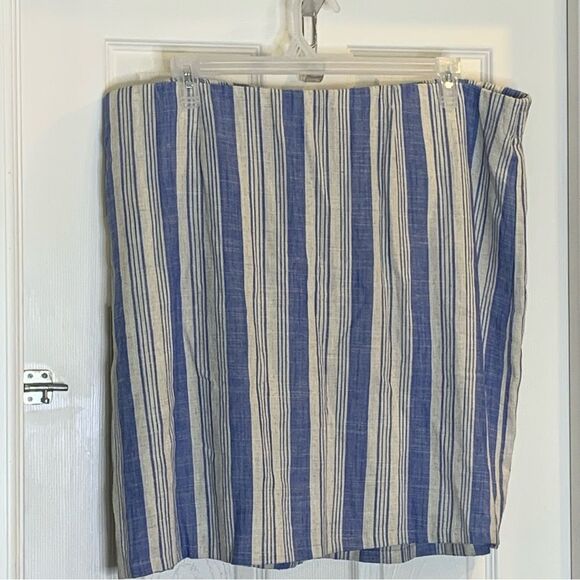 Torrid Mini Linen High Waisted Skirt in Natural Blue Stripe Size 3X NWT - Picture 7 of 14
